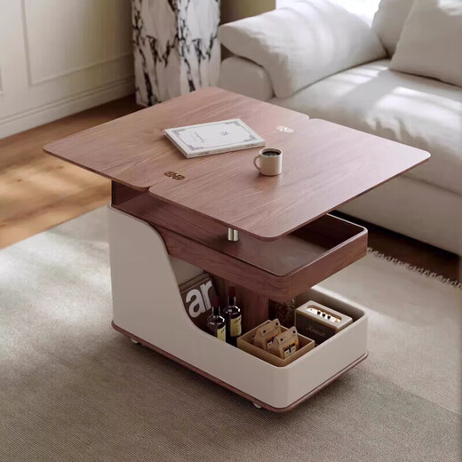 Qingziyou -Sofa kann bewegt und mit einem Kaffeetisch -Tisch mit Radkaffeetisch mit einem mittelmäßigen Wohnzimmerbalkon ohne Platz [Heben + Faltdesktop] Ganzes Haare gefaltet werden.