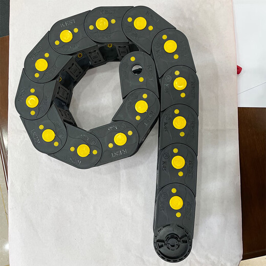Customized manufacturer direct supply inner height 45 yellow dot drag chain plastic nylon tank chain bridge type closed type open on both sides 45*125 closed type