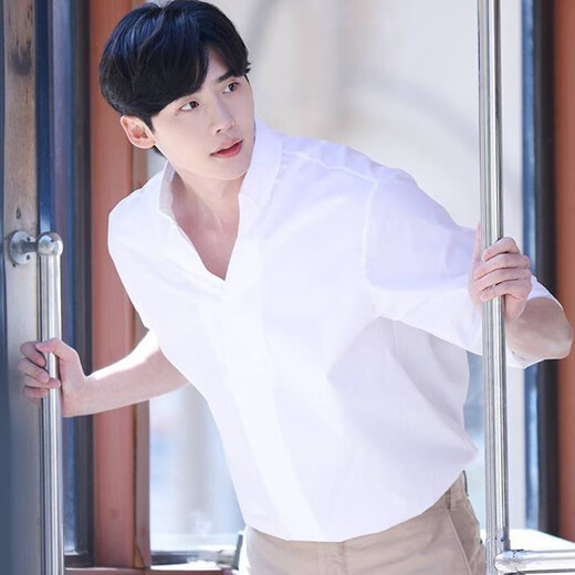 Kein Yinji Notitle Lee Jong-soo Star Personalisierte V-Ausschnitt handgefertigtes Langarmhemd Frühling Trendy Männer loser Designer Einfacher schwarzer C698 L