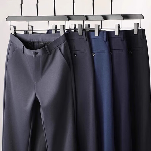 Frühlings- und Herbsthosen Herrenhosen Geschäftslöser loser gerade und älterer Sommer-Sommer-Eisdraht Großgröße Casual Long Hosen [Sommer dünn] Bruder-Steiger-Muster 722-Black 29-100-110jin [Jin entspricht 0,5 kg]