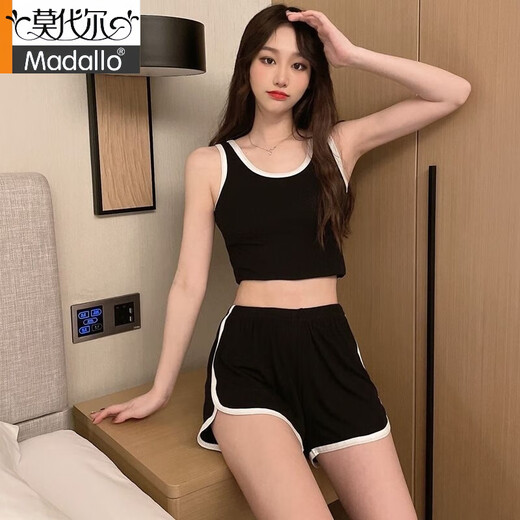 莫代尔睡衣女夏季网红时尚家居服2025一整套莫代尔运动服套装女外穿 背心套装 12035 米白 XL 建议110-125斤