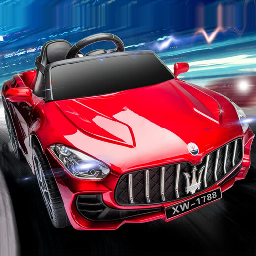 SHAWN BABY children's electric car four-wheel car can sit on a person remote control child baby toy car stroller can drive one-year-old gift pearlescent red dual drive + 12V large battery + Bluetooth