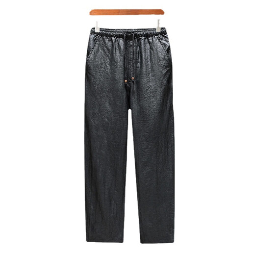 Yagroy Xiangyunsha Casual Hosen für Männer Sommer hochqualität neuer Tang Anzug Hosen Seiden Maulbeer-Seide Seide Seide 9226 Schwarze Hosen m eins Größe