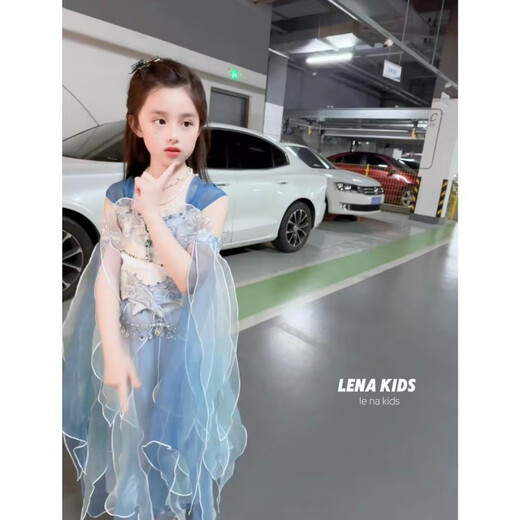 Xuan Mo Ao Run cos clothing mermaid new mermaid girls summer princess dress super fairy hanfu suit style mermaid + plus + sleeves 140