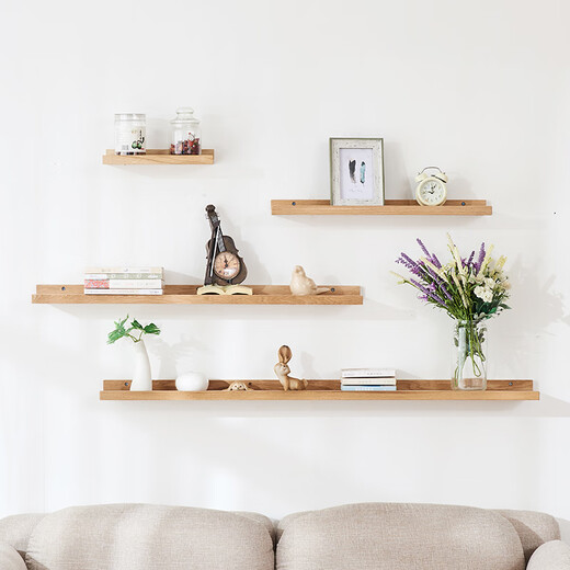 Jiayi solid wood storage rack on the wall punch-free storage rack partition wall hanging bookshelf entryway laminate wall wooden storage rack