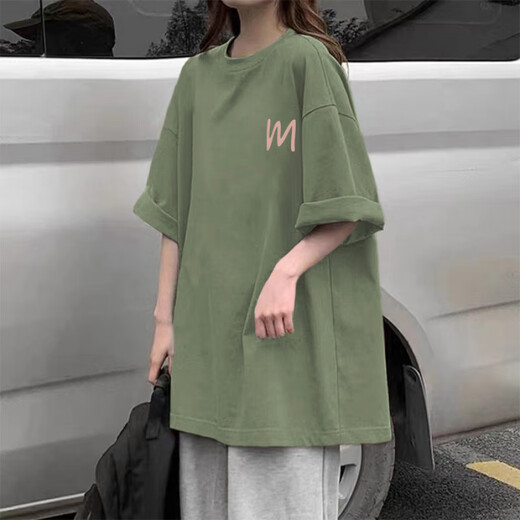 QIAOCAI [1048 Rückkaufsbilanz] 2025 Sommer Neues 100 kurzärmeliges T-Shirt für weibliche Studenten koreanischer koreanischer loser großer Frauenkleidungsdruck.