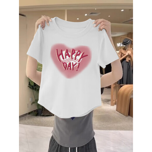 Rosa vordere Schulter kurzärmeligte T-Shirt für den Sommer für Frauen 2025 Neues Design Nische gebogen