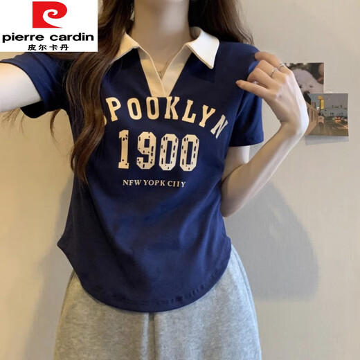 皮尔卡丹（pierre cardin）半袖女2025年新款大尺码女装夏季胖m妹正肩短袖t恤polo衫微胖女上 黑色 826【优质版】今年流行的轻 M 【建议80-100斤】