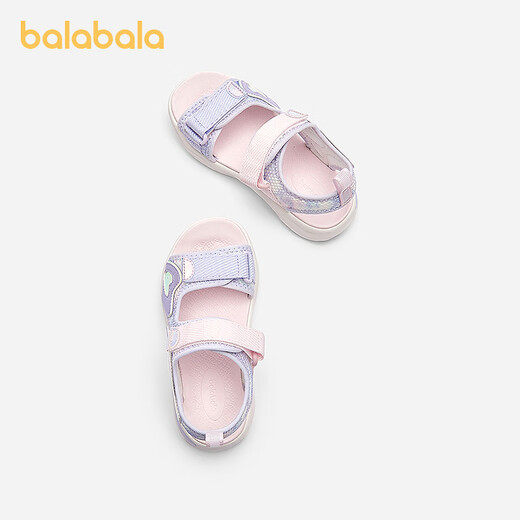 Balabala children's shoes children's sports sandals girls' shoes breathable mesh non-slip 2025 summer new outdoor trend floral purple tone 00307 35 (foot length 21.8-22.2/inner length 22.5)