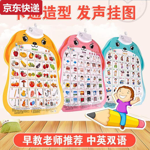 CAOX Baby Audio Early Education Poster Picture Infant and Child Cognitive Speaking Voice Toys Literacy Points Reading Wall Stickers 3 Characters + Transportation + Fruits