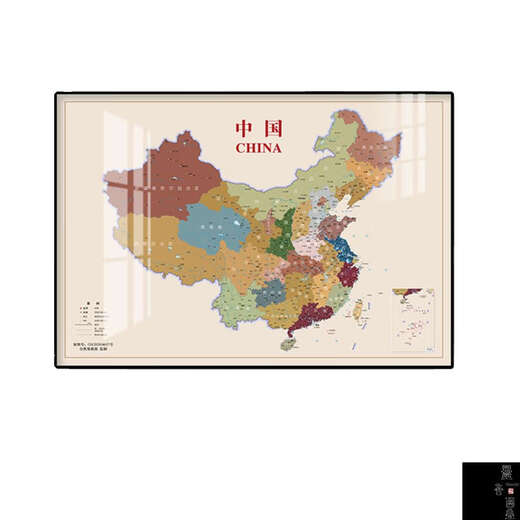 Premier concept de décoration de salon peinture canapé fond mur chinois carte du monde office de peinture de peinture bibliothèque chambre liaoning province 150100cm version horizontale noble cadre noir à la mode et polyvalente