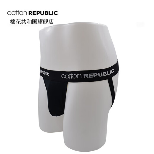Cotton Republic cotton men's thong TBACK close-fitting double-butt sexy low-waist youth elastic soft pants M black 1510