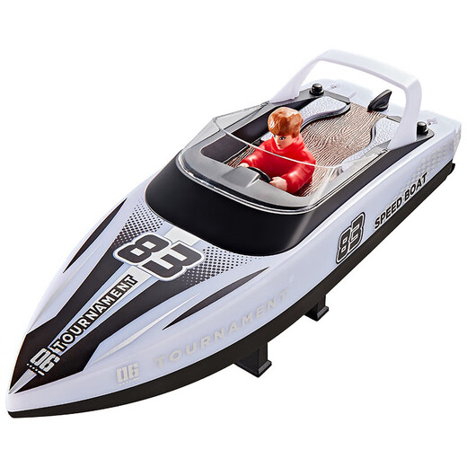 Grenzüberschreitender neuer HJ821 Hochgeschwindigkeits-Fernbedienungs-Kontrollboot mit Lichtern 2,4 g Double Scull Fernbedienung Speedboat Kinder-Wasserspielzeugboot Modell HJ821 Fernbedienungs-Kontrollboot-Weiß (mit Lichtern, einzelne Elektropaket (keine Ersatzbatterie