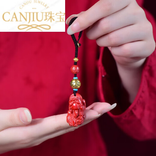 SNQP原矿朱砂精品高含量砂貔貅手机挂钥匙扣挂件包挂配饰男女 随机发