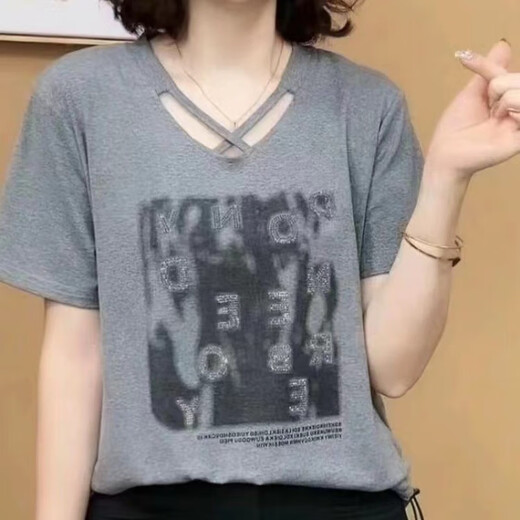 伊离姿抖音同款夏季新款时尚字母短袖洋气气质减龄显瘦上衣T恤休闲小衫 9934黑色 XL 建议115-130斤