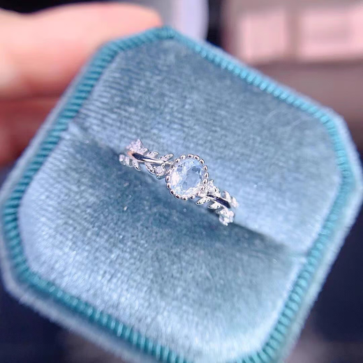 Eartha Jewelry Natural Beauty Full Pure Aquamarine Ring Radius 4*5mm Goddess Gift