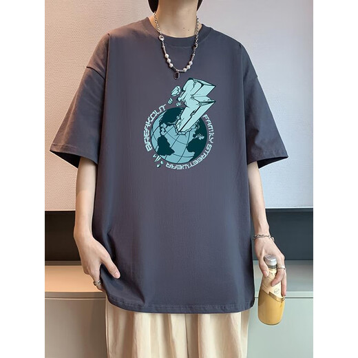 Woodpecker (TUCANO) teenager pure cotton short-sleeved T-shirt for men 2025 new summer junior high school top for boys high school students clothes for men 1B21-683 black cotton S 80-100Jin [Jin equals 0.5 kg]