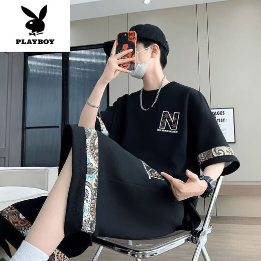 
Playboy (PLAYBOY) 2025 summer new short-sleeved youth trendy large-size casual sports suit for men fashion versatile two-piece set [Summer suit] 6195 white 2XL 150-170Jin [Jin equals 0.5 kg]