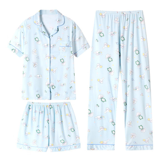 S.SOFEA玉桂狗短袖家居服可爱卡通少女薄款三件套 套KK14122# 185 2XL【建议135-150斤】
