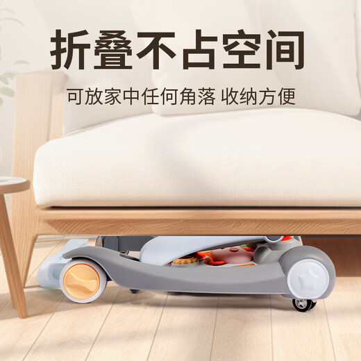 哈皮小将婴儿学步车多功能儿童预防宝宝助步手推车2025款玩具侧翻O型腿 【灰色】益智玩具+送电池+海洋球