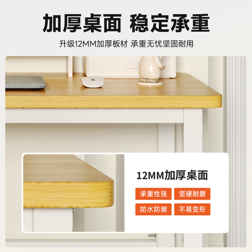 Zhaishida Computer Desk Desk Office Desk Work Table Home Study Desk Writing Desk Long Table DNZ-04 120*60*74cm White Frame + Light Walnut