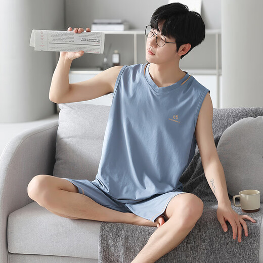 7 SEVFUN 七色纺睡衣男冰丝夏季短袖新款凉爽透气莫代尔薄款学生青少年家居服套装 12023 【凉爽透气  亲肤莫代尔】 L （建议120-140斤）