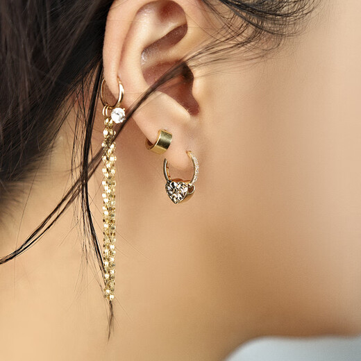 OeinOEIN 18K plain gold crushed ice fish scale engraved flashing love double-sided pendant sweet age-reducing fresh necklace pendant light gold in stock