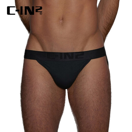 C-in2 Sommer Neue Männer-Tanga, Lyceler-Stoff leicht und bequem u konvex sexy Doppel-Tanga 9025 001 Schwarz 1 s für 2 Fuß 1-2 Fuß 3 Taille (28-30 Größen) geeignet.