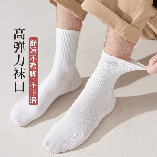 Nanjiren 10 Paar Männer Socken für Männer im Sommer reines Baumwollschwarz weiß weiße, vielseitige, vielseitig schweißabsorbierende und atmungsaktive mittlere Röhrchen-INS Casual Socken Weiß [Mittelrohr] 10 Paare, Einzelgröße