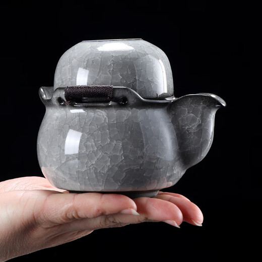 Leipin Black Ice Glaze Travel Tea Set Outdoor Portable Ceramic Quick Cup Ice Crack Glaze One Pot Two Cups Kung Fu Tea Set Ice Crack Glaze Quick Cup One Pot One Cup