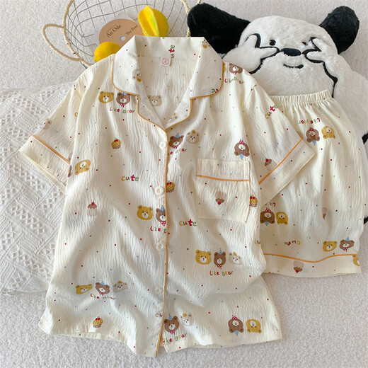 睡衣女夏季短袖云朵棉夏天女士2025年新款学生可爱卡通家居服套装 QDMBE682 L (165) 建议体重110斤以内