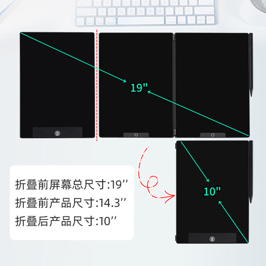 PBJ2025新款三屏折叠细笔迹液晶手写板分开删除写字板电子草稿板办公电子屏黑板可消除 【睿智黑礼盒】14.3英寸三面屏折叠款