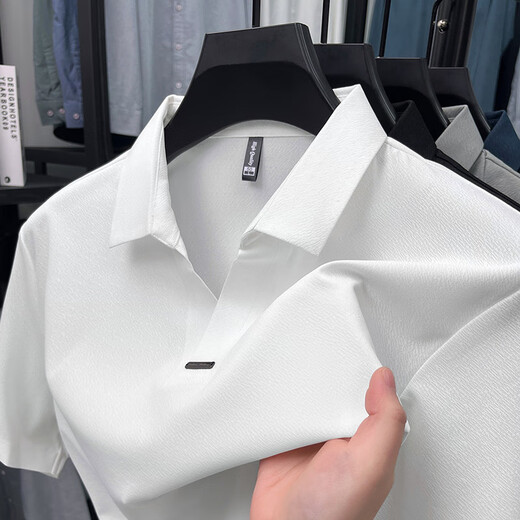 Gy jinlilai sommer ice seide ohne Spur Jacquard Schere Hals kurzärmelige Polo-Hemd Herrengeschäft mit mittlerem Alter COOL COOL T-Shirt Weiß 15123 M 48 Empfohlenes Gewicht 100-125 Jin [Jin gleich 0,5 kg]