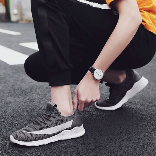 Nanjiren (Nanjiren) sports and casual shoes for men, Korean style trend, running mesh, breathable, travel, classic and lightweight 0028 gray, size 38