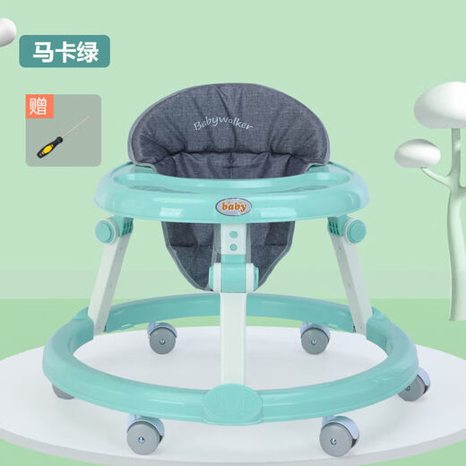 识恩宝宝学步车防o型腿婴儿2024款1-3岁防侧翻手推车儿童9个月以上 粉色 青蛙款 普通轮餐盘款