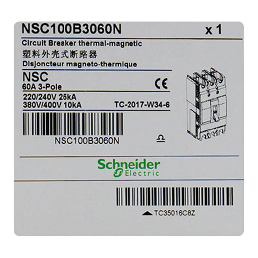 Schneider molded case circuit breaker NSC100B 60A 3P3T 10KA | Thermal magnetic TMD | Fixed manual circuit breaker