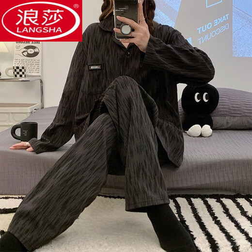 Langsha 2024 Nouveau pyjamas en coton pur pour les femmes au printemps, à l'automne et à l'hiver haut de gamme à manches longues à manches extérieures plus