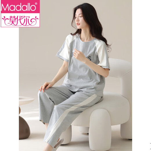 Modal Pajamas de algodón de manga corta Traje para mujeres Pantalones de verano Ropa para el hogar Estilo coreano Se puede usar en el exterior de la caricatura de verano Pajamas Y9717 m (recomendado 75-95Jin [Jin equivale a 0.5 kg])