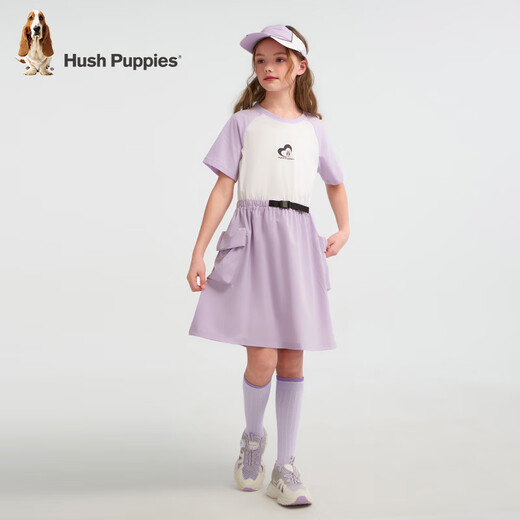 Hush Puppies children's clothing for children, girls and older children, summer energetic, youthful, fashionable, playful workwear style casual dress, ice blue purple 120