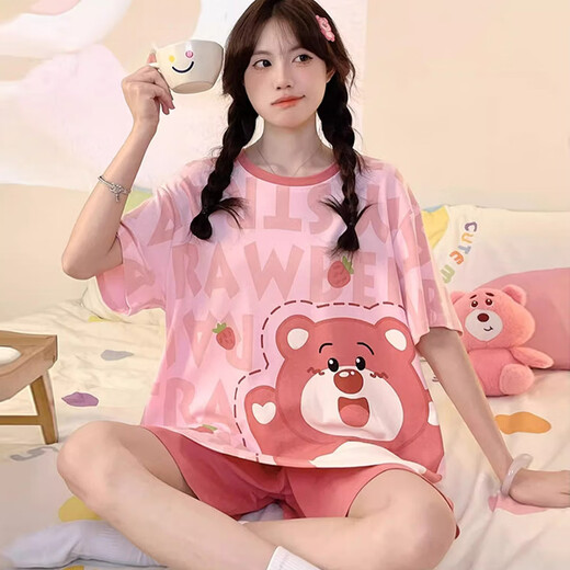 Xushansi Internet Celebrity Style Pyjamas für Frauen große Größe 200 Jin [Jin ist gleich 0,5 kg] Sommer kurzärmelige Shorts süß und niedlich fett mm Home Kleidung Neue Sommerstil 679 Grüne Dinosaurier M Empfohlen 80-90 Jin [Jin gleich 0,5 kg]