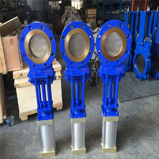 XMSJPZ673H-16 stainless steel cast steel pneumatic knife gate valve pneumatic flange slurry valve plug plate valve DN80-1200 cast steel material DN50