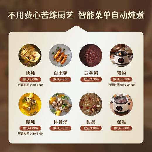 Electric stew pot steamer electric cooking pot stew pot casserole stew and steam all-in-one food supplement pot stew soup cup electric stew pot electric casserole soup pot stew water-proof porridge multi-function 3.8L purple sand scheduled appointment for 3-4 people