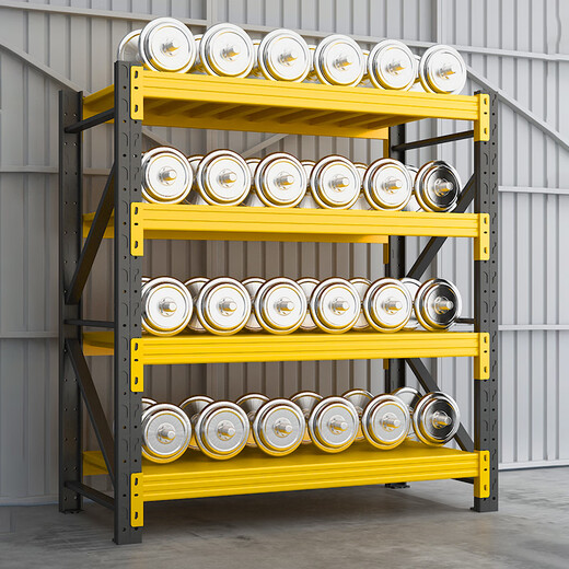 Chunxu Storage Shelf Storage Shelf Warehouse Thickened Multi-layer Storage Shelf Home Basement Display Storage Layer Shelf Black and Yellow Four-layer Main Rack [Real Load Bearing Is Not Failed] [880KG] 200*60*200 Industrial in Storage