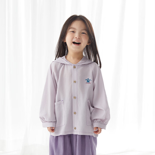 Papa crawl summer new children's hooded sun protection coat Tencel cool, comfortable and skin-friendly jacket casual beige 100 cm