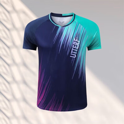 Butterfly jersey 2025 new table tennis clothing for men and women, short-sleeved quick-drying table tennis clothing, competition sports training clothing, badminton clothing, men's blue suit 2XL