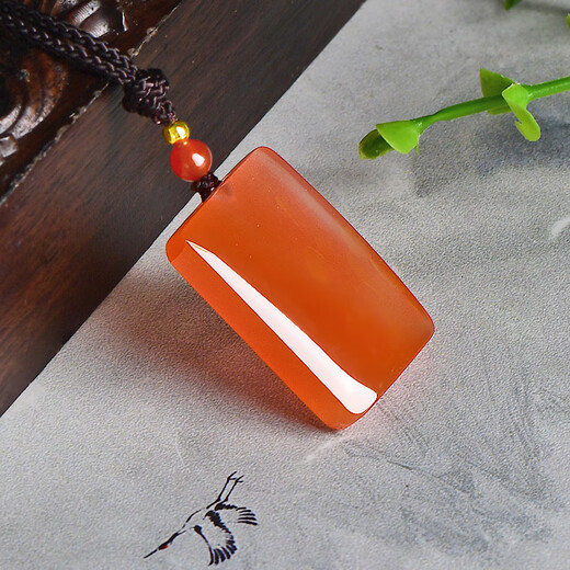 Keyu Keke Own Nanhong Agate Nothing Pillar Pendant, Flame Pattern, Floating Flower, Peaceful Red Fire Jade Pillar, Gift, Nine M9866q