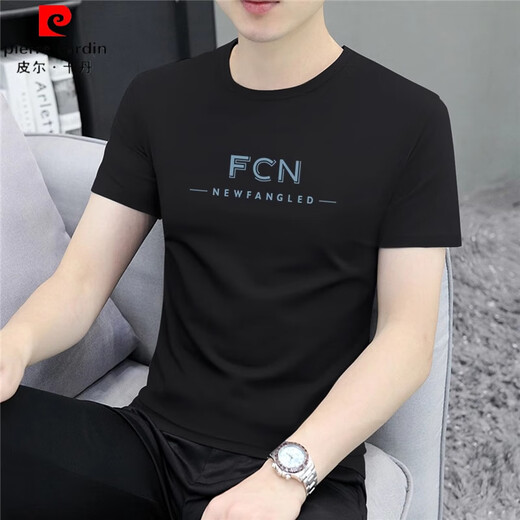 皮尔卡丹（pierre cardin）冰丝短袖t恤男士2025夏季新款潮牌潮流休闲修身百搭半袖体恤上衣 #1421白色# M (95斤-110斤)