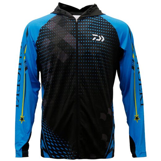 DAIWA 25 spring and summer one-hit sun protection clothing, thin hooded/stand collar fishing clothing, sunshade zipper, long sleeves, stand collar sun protection top - blue L