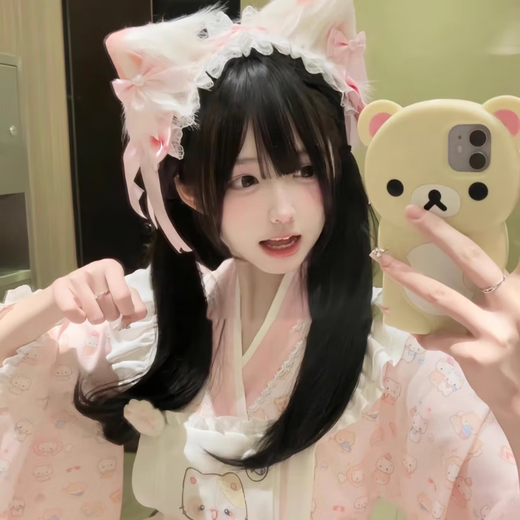 Miqiao Maid Cat Ear Hairband Lolita Hairband Female Headwear Lolita Cute Sweet Girl Hairpin Comic Exhibition Cos Animal Ears Black Hairband + Cat Ear Set