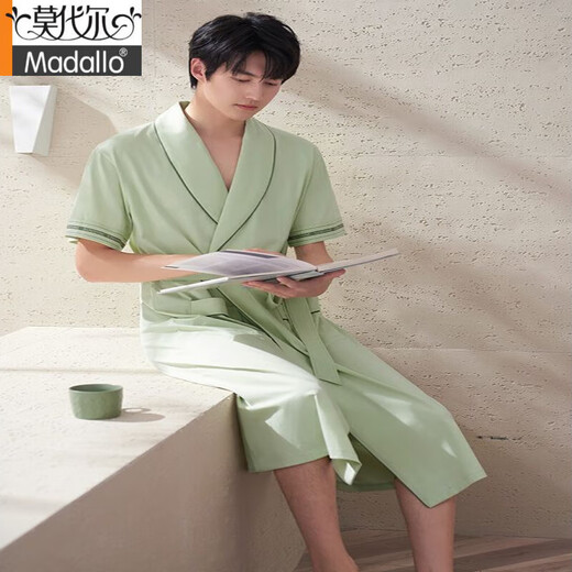 Nightgown modal Men's Men's Summer à manches courtes coton pur Bathrobe mi-longueur Japonais japonais Vêtements de maison de grande taille pour hommes Yukata 72xuan753 Drop gris coton pur coton pur de nuit à manches courtes M.